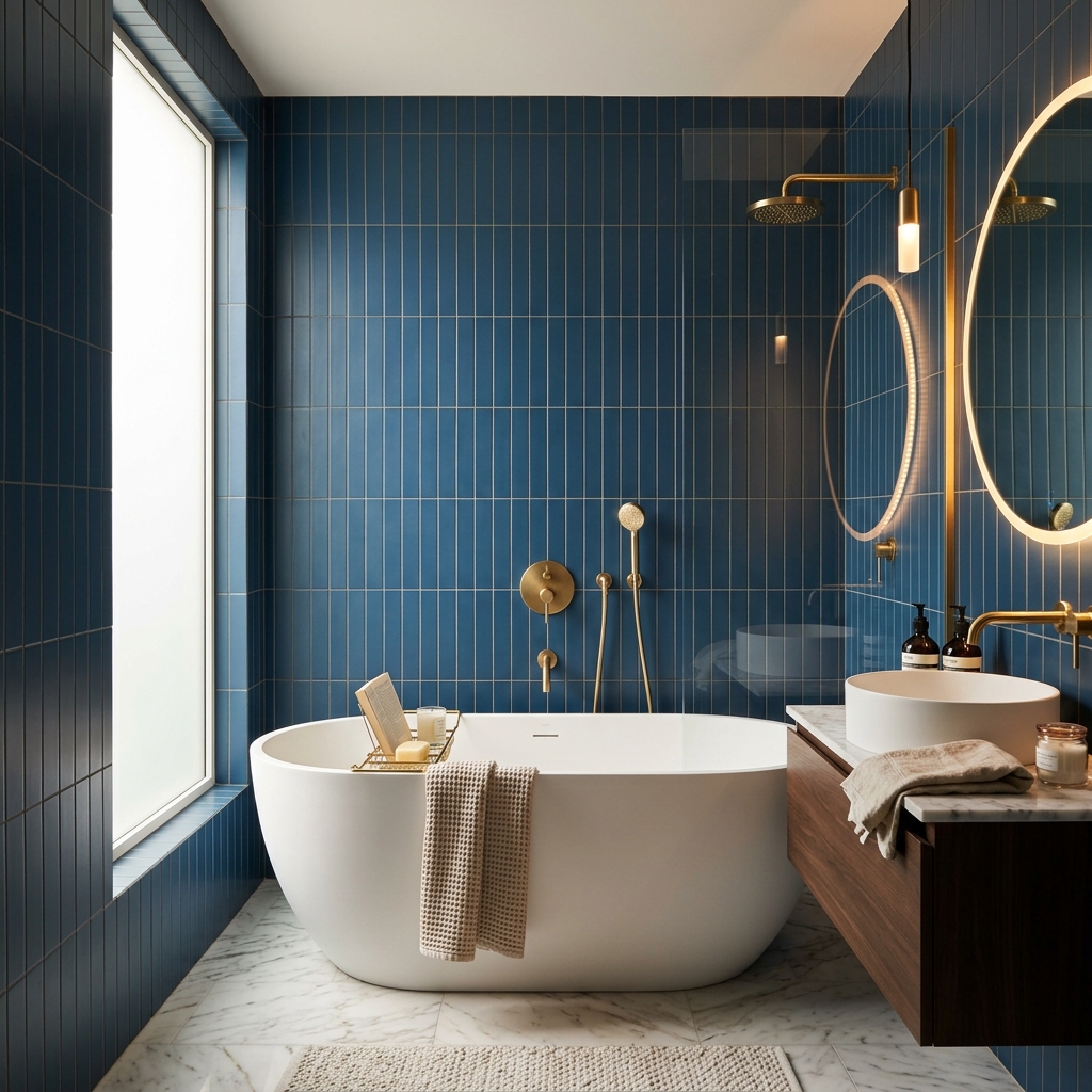 Lüks Mavi Banyo Tasarımı